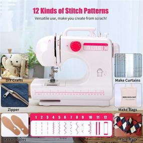 img 3 attached to 🪡 Portable Mini Sewing Machine for Beginners by Gr8ware - Electric Mending Machine with 12 Built-in Stitches, Double Thread, 2 Speeds, Foot Pedal, Light, and Storage Drawer