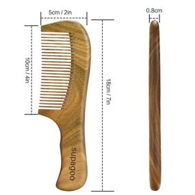 img 3 attached to Organic Green Sandalwood Wide Tooth Hair Comb - Handcrafted Wood Comb for Scalp Massage, Suitable for Curly, Wavy, and Straight Hair