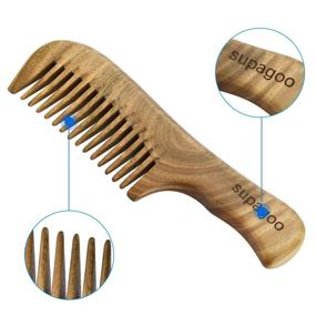 img 2 attached to Organic Green Sandalwood Wide Tooth Hair Comb - Handcrafted Wood Comb for Scalp Massage, Suitable for Curly, Wavy, and Straight Hair