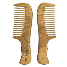 img 1 attached to Organic Green Sandalwood Wide Tooth Hair Comb - Handcrafted Wood Comb for Scalp Massage, Suitable for Curly, Wavy, and Straight Hair