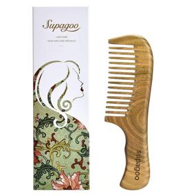 img 4 attached to Organic Green Sandalwood Wide Tooth Hair Comb - Handcrafted Wood Comb for Scalp Massage, Suitable for Curly, Wavy, and Straight Hair