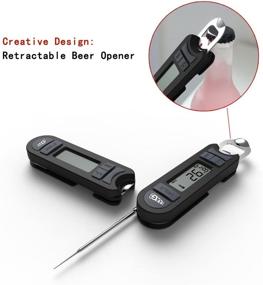 img 1 attached to EAAGD Instant Read Digital Meat Thermometer - High Precision Foldable Kitchen Cooking 🌡️ Thermometer with Bottle Opener: Multipurpose Thermometers for BBQ, Coffee, Baby Food, and Bath Water