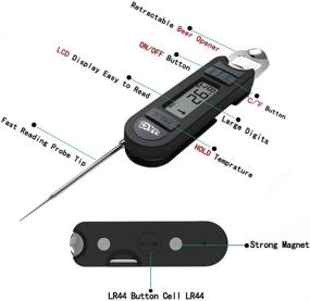 img 3 attached to EAAGD Instant Read Digital Meat Thermometer - High Precision Foldable Kitchen Cooking 🌡️ Thermometer with Bottle Opener: Multipurpose Thermometers for BBQ, Coffee, Baby Food, and Bath Water