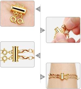 img 2 attached to ⛓️ Enhance Your Jewelry Game with Layered Necklace Spacer Clasps - Magnetic Tube Lock for Bracelets, Necklaces, Pearls, and Crafts (Gold & Silver)