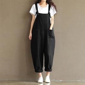 img 1 attached to 👖 Plus Size Women's Casual Overalls - Baggy Wide Leg Loose Rompers Jumpsuit