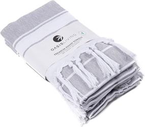 img 4 attached to 🌴 Premium Turkish Style Hand Towel Set of 4 – 100% Cotton, Ideal for Kitchen, Bathroom, Gym, Face, Tea, and Dishcloth – Oasis Living (Grey)
