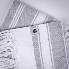 img 2 attached to 🌴 Premium Turkish Style Hand Towel Set of 4 – 100% Cotton, Ideal for Kitchen, Bathroom, Gym, Face, Tea, and Dishcloth – Oasis Living (Grey)