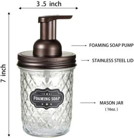 img 2 attached to 🛁 Mason Jar Bathroom Accessories Set - Rustic Farmhouse Decor for Organized Vanity - Bronze Apothecary Jars, Foaming Hand Soap Dispenser & Toothbrush Holder
