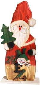 img 4 attached to Grace Home Christmas Rustic Wood Standing Santa Claus Figurine: Stunning Antique Decoration