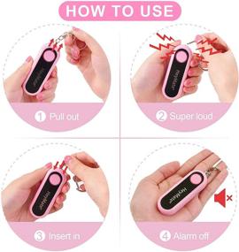 img 2 attached to 🔑 HeyMate Personal Security Alarm Keychain for Women - 3 Pack 130Db Loud Alarm with LED Light (Black, White & Pink)