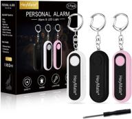 🔑 heymate personal security alarm keychain for women - 3 pack 130db loud alarm with led light (black, white & pink) logo