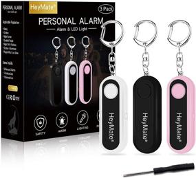 img 4 attached to 🔑 HeyMate Personal Security Alarm Keychain for Women - 3 Pack 130Db Loud Alarm with LED Light (Black, White & Pink)