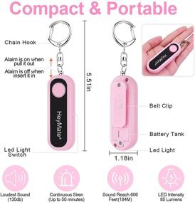 img 3 attached to 🔑 HeyMate Personal Security Alarm Keychain for Women - 3 Pack 130Db Loud Alarm with LED Light (Black, White & Pink)