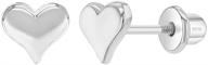 💎 hypoallergenic 925 sterling silver 5mm classic heart toddler screw back earrings for babies & kids - safe and stylish heart earrings for young girls logo