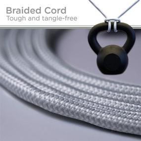 img 2 attached to 🔌 Cordinate Designer Gray Braided Extension Cord with Surge Protection, 10ft, 2.4A USB Charging Ports & Safety Outlets
