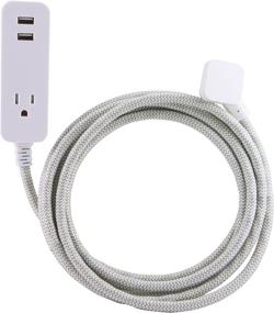 img 4 attached to 🔌 Cordinate Designer Gray Braided Extension Cord with Surge Protection, 10ft, 2.4A USB Charging Ports & Safety Outlets
