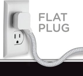 img 1 attached to 🔌 Cordinate Designer Gray Braided Extension Cord with Surge Protection, 10ft, 2.4A USB Charging Ports & Safety Outlets