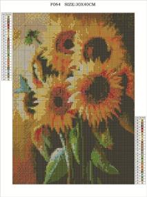 img 2 attached to 🌻 Transform Your Space with AIRDEA DIY Sunflower Diamond Painting Kit - 5D Square Full Drill Gem Embroidery Art for Adults, Fall-inspired Craft and Canvas Wall Decor