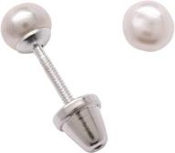 sterling silver cultured pearl earrings with safety screw backs: perfect for girls of all ages! logo