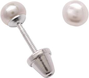 img 4 attached to Sterling Silver Cultured Pearl Earrings with Safety Screw Backs: Perfect for Girls of all Ages!