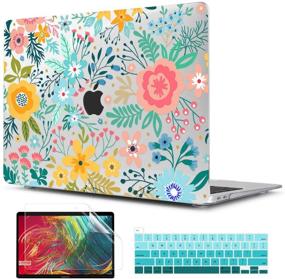 img 4 attached to TwoL Case for 2020 MacBook Pro 13 inch: Abstract Flower Design with Hard Shell Cover, Keyboard Skin, and Screen Protector