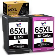 high-quality remanufactured ink cartridge replacements for hp 65xl - compatible with deskjet 3755, 3752, envy 5055, 5052, 5058, deskjet 2640, 2622, 2652, 2655 printers - includes 1 black and 1 tri-color cartridge logo