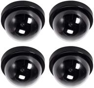 🔒 enhanced security: 4-pack black dummy security cameras with flashing red led light logo
