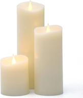 set of 3 pg flameless led votive candles with dancing flame - 4, 7, and 9 inches - flickering effect - long-lasting battery life of 800 hours - 4 hour timer - made with real paraffin wax - ivory color логотип