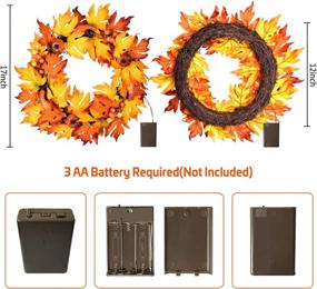 img 3 attached to 🍁 17" Aladdinbox Thanksgiving Wreath – LED Lights, Pumpkin Berries, Maple Leaves – Harvest Themed Hanging Silk Fall Door Wreath Welcome Sign for Garden Gate, Home Thanksgiving Decorations