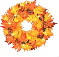 🍁 17" aladdinbox thanksgiving wreath – led lights, pumpkin berries, maple leaves – harvest themed hanging silk fall door wreath welcome sign for garden gate, home thanksgiving decorations logo