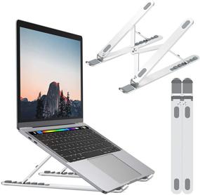 img 4 attached to 👍 Nulaxy Laptop Stand: Portable Aluminum Riser with 6 Height Levels, Fully Collapsible, Supports up to 44lbs (B-Silver) - A Review