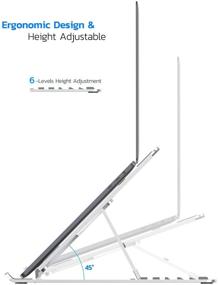img 2 attached to Подставка для ноутбука Nulaxy: портативная алюминиевая подставка с 6 уровнями высоты, полностью складываемая, поддерживает до 44 фунтов (B-серебро) - обзор