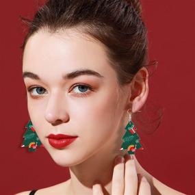 img 1 attached to 🎄 Bulk Christmas Earrings Set: Festive Faux Leather Xmas Earrings for Women & Girls - Ideal Holiday Party Decorations & Supplies