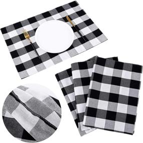 img 4 attached to Ruisita Buffalo Placemats Checkered Decorative