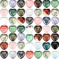 🔮 fumete 60 pieces mix-color crystal natural heart stone mini 20 mm pocket heart love carved palm puffy shaped chakra reiki energy balancing stone for decoration (retro pattern): enhance your space with healing crystals logo