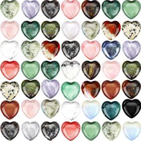 img 4 attached to 🔮 Fumete 60 Pieces Mix-Color Crystal Natural Heart Stone Mini 20 mm Pocket Heart Love Carved Palm Puffy Shaped Chakra Reiki Energy Balancing Stone for Decoration (Retro Pattern): Enhance Your Space with Healing Crystals