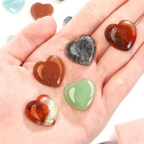img 1 attached to 🔮 Fumete 60 Pieces Mix-Color Crystal Natural Heart Stone Mini 20 mm Pocket Heart Love Carved Palm Puffy Shaped Chakra Reiki Energy Balancing Stone for Decoration (Retro Pattern): Enhance Your Space with Healing Crystals