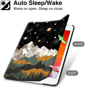 img 2 attached to Hepix Mountain Space Landscape iPad 10.2 Case with Pencil Holder - Constellation Star Moon Planet Cover - Auto Sleep Wake - Compatible with 9th 8th 7th Generation - A2430 A2270 A2428 A2429 A2197 A2198 A2200