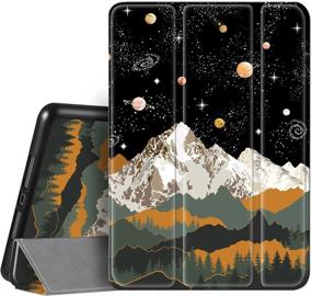 img 4 attached to Hepix Mountain Space Landscape iPad 10.2 Case with Pencil Holder - Constellation Star Moon Planet Cover - Auto Sleep Wake - Compatible with 9th 8th 7th Generation - A2430 A2270 A2428 A2429 A2197 A2198 A2200