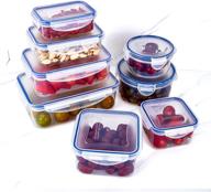 webos plastic food storage containers: airtight seal lids for kitchen organization & meal prep, 8 pack - blue logo