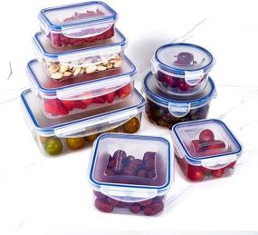 img 4 attached to Webos Plastic Food Storage Containers: Airtight Seal Lids for Kitchen Organization & Meal Prep, 8 Pack - Blue