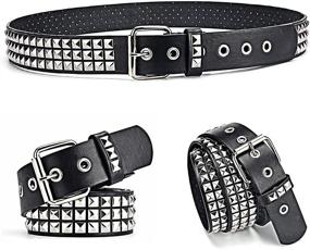 img 3 attached to 💎 Edgy Elegance: Studded Metal Pyramid Square Leather – Sizzling Style and Durability Combined