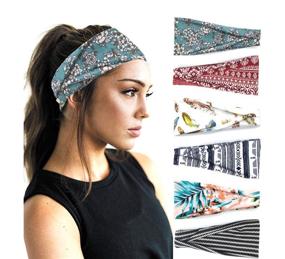 img 4 attached to PLOVZ 6 Pack Women's Yoga Running Headbands Sports Workout 🏋️ Hair Bands: Set 10 - Comfortable and Stylish Athletic Hair Accessories!