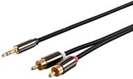 🎧 monoprice 1.5ft auxiliary cable - 3.5mm stereo male to rca male, gold plated for headphones, ipods, iphones, ipads, home & car stereos - onyx series logo