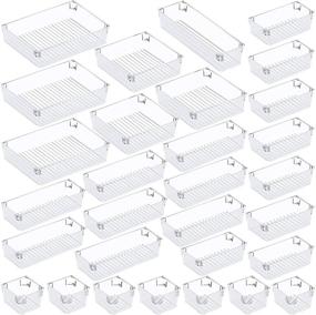 img 4 attached to 🗂️ Organize with Ease: Puroma 31-pcs Desk Drawer Organizer Trays - Clear