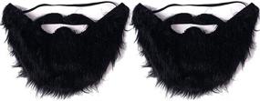 img 1 attached to 👨 VIGUEUR Mustaches Self Adhesive - 2PCS Costume Party Male Man Fake Beard Mustache Black: Enhance Your Masculine Style with Realistic Facial Hair