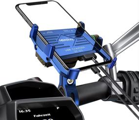 img 4 attached to 📱 Waterproof Motorcycle Phone Mount with Charger, Aluminum Alloy Motorcycle Phone Holder, QC 3.0 USB Charger for Motorcycle Handlebar - Compatible with iPhone, Huawei, Samsung, 12-24V Vehicles (Blue)