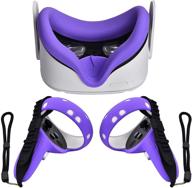 🎮 enhanced xiaoge silicone controller grip cover for oculus quest 2 - purple (sweatproof, anti collision) with face cover combo - vr headset accessories logo