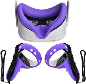 img 4 attached to 🎮 Enhanced XIAOGE Silicone Controller Grip Cover for Oculus Quest 2 - Purple (Sweatproof, Anti Collision) with Face Cover Combo - VR Headset Accessories