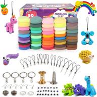 🎨 exptolii modeling clay kit for kids: 50 colors air dry magic clay with tools & animal accessories - super light diy molding clay gift for boys & girls 3+! logo